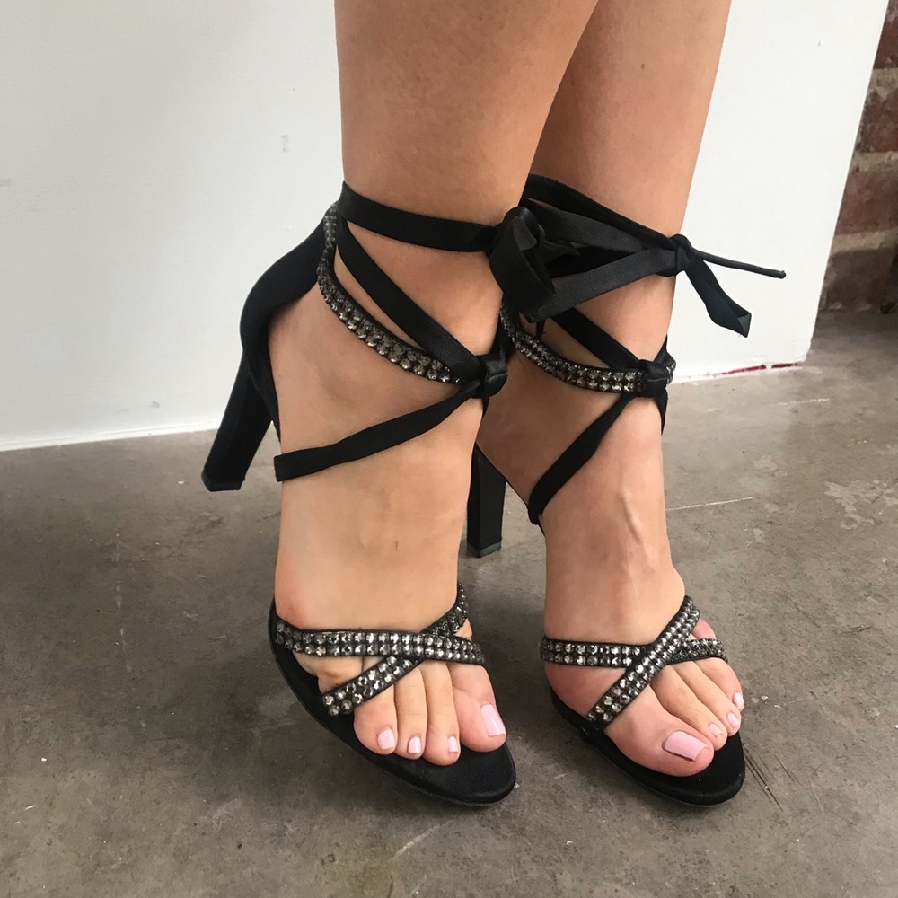 Gucci Swarovski crystal satin sandal